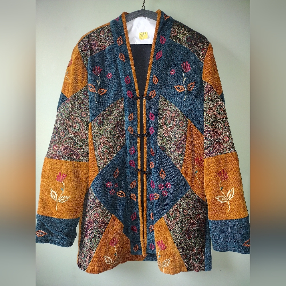 Beautiful Easy Chic Fall Pattern Patchwork Coat - image 1